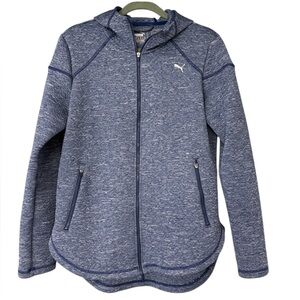 Puma‎ WarmCELL Full Zip Heather Blue Athletic Hoodie Jacket Womens Large
